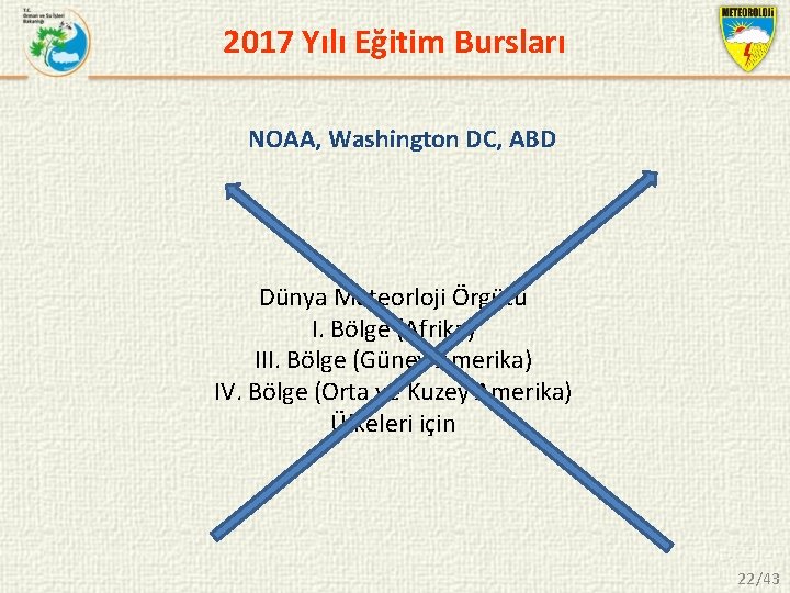 2017 Yılı Eğitim Bursları NOAA, Washington DC, ABD Dünya Meteorloji Örgütü I. Bölge (Afrika)