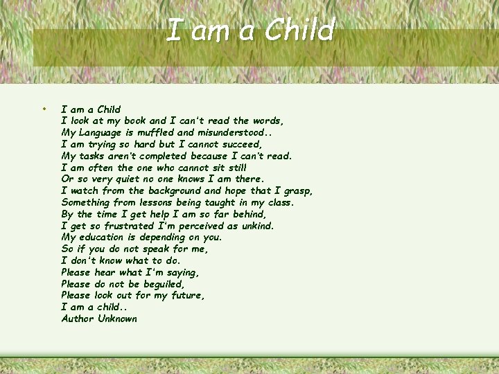 I am a Child • I am a Child I look at my book