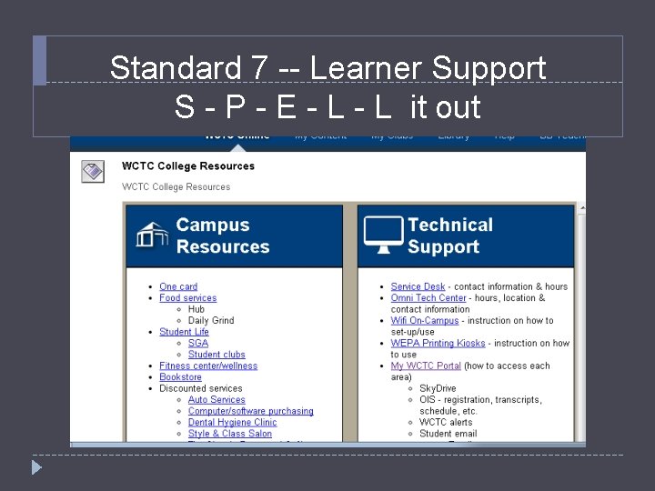 Standard 7 -- Learner Support S - P - E - L it out