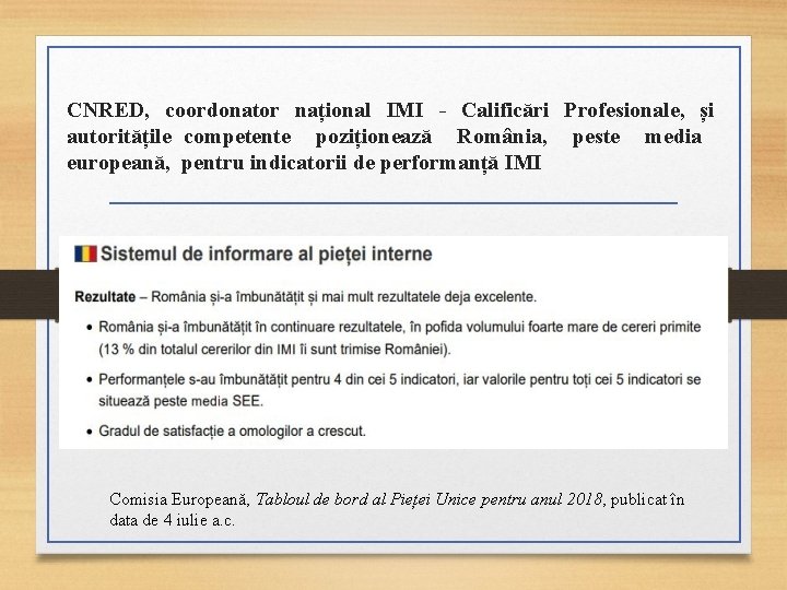 CNRED, coordonator național IMI - Calificări Profesionale, și autoritățile competente poziționează România, peste media