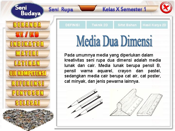 Seni Budaya Seni Rupa DEFINISI Kelas X Semester 1 Teknik 2 D Sifat Bahan