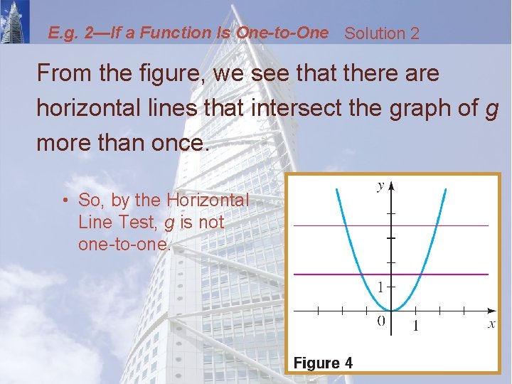 E. g. 2—If a Function Is One-to-One Solution 2 From the figure, we see