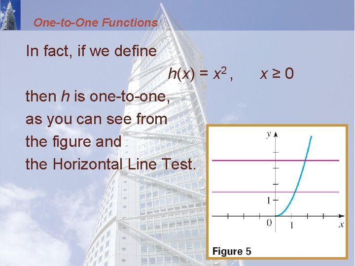 One-to-One Functions In fact, if we define h(x) = x 2 , then h