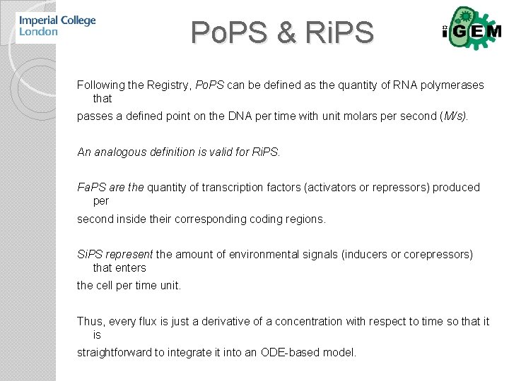 Po. PS & Ri. PS Following the Registry, Po. PS can be defined as
