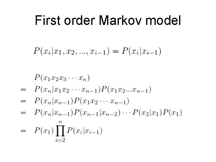 First order Markov model 