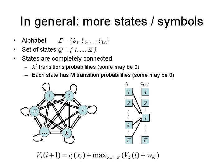 In general: more states / symbols • Alphabet = { b 1, b 2,