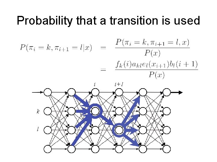 Probability that a transition is used i k l i+1 
