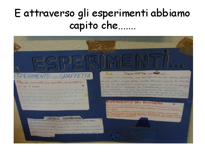 E attraverso gli esperimenti abbiamo capito che. . . . 