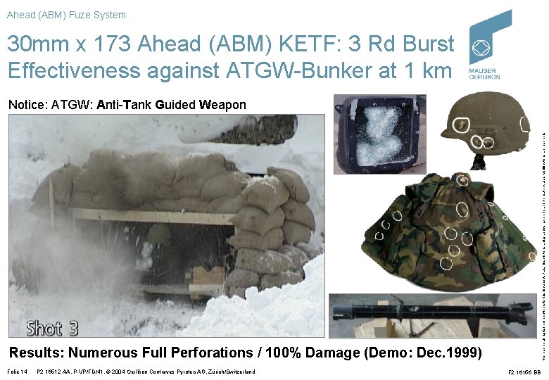 Ahead (ABM) Fuze System 30 mm x 173 Ahead (ABM) KETF: 3 Rd Burst