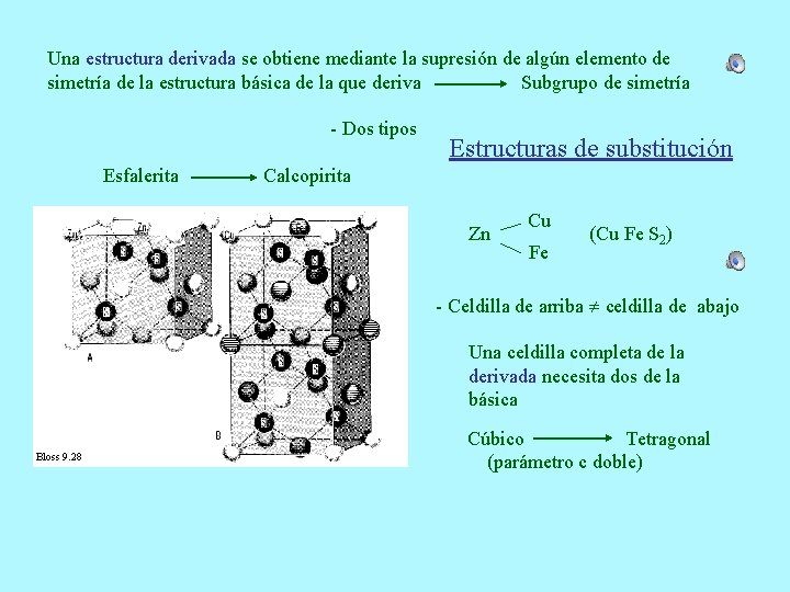 Una estructura derivada se obtiene mediante la supresión de algún elemento de simetría de