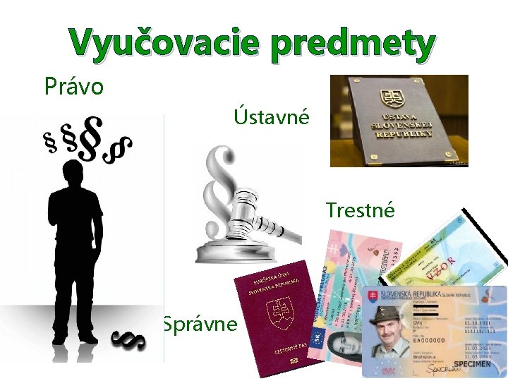 Vyučovacie predmety Právo Ústavné Trestné Správne 