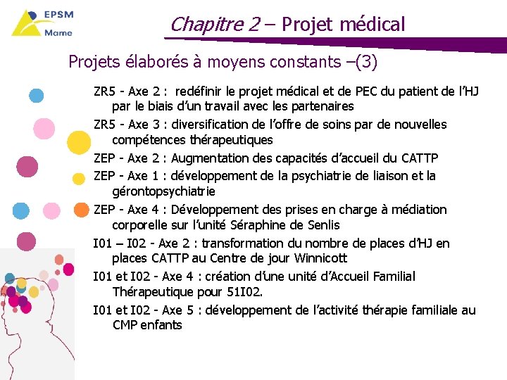 Chapitre 2 – Projet médical Projets élaborés à moyens constants –(3) ZR 5 -