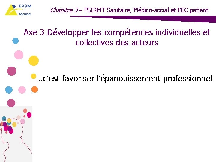 Chapitre 3 – PSIRMT Sanitaire, Médico-social et PEC patient Axe 3 Développer les compétences