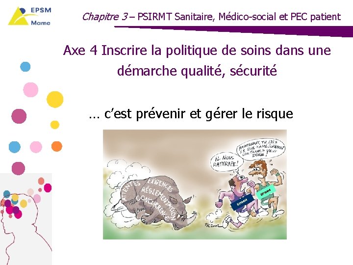Chapitre 3 – PSIRMT Sanitaire, Médico-social et PEC patient Axe 4 Inscrire la politique