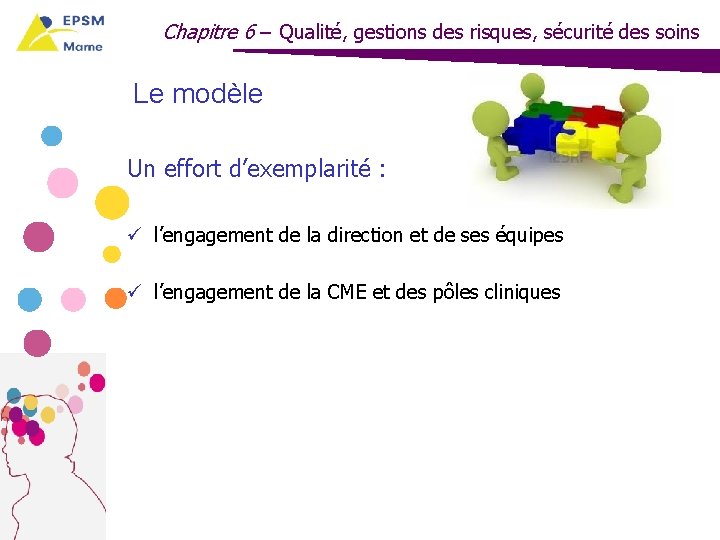 Chapitre 6 – Qualité, gestions des risques, sécurité des soins Le modèle Un effort