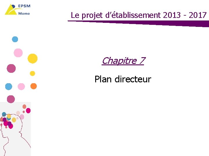 Le projet d’établissement 2013 - 2017 Chapitre 7 Plan directeur 