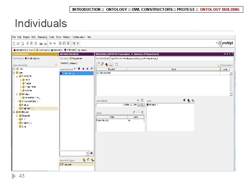 INTRODUCTION : : ONTOLOGY : : OWL CONSTRUCTORS : : PROTEGE : : ONTOLOGY