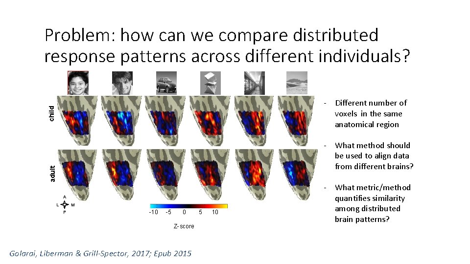 Problem: how can we compare distributed response patterns across different individuals? child - Different