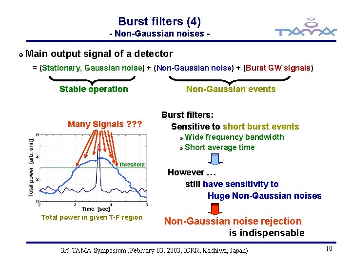 Burst filters (4) - Non-Gaussian noises - Main output signal of a detector =