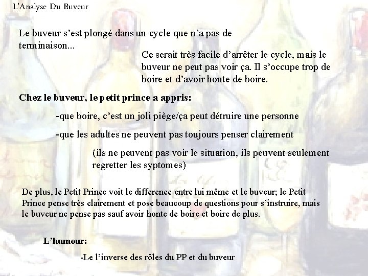 L’Analyse Du Buveur Le buveur s’est plongé dans un cycle que n’a pas de