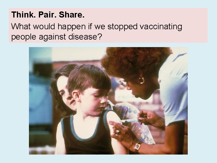 Think. Pair. Share. What would happen if we stopped vaccinating people against disease? 