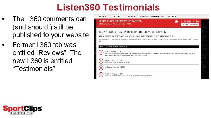 Listen 360 Testimonials • • The L 360 comments can (and should!) still be