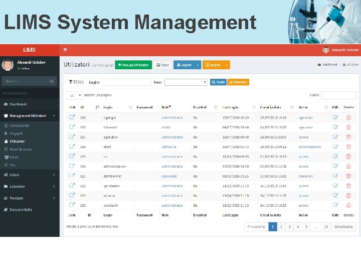 LIMS System Management 
