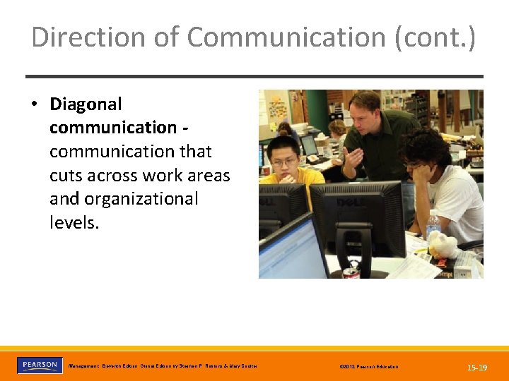 Direction of Communication (cont. ) • Diagonal communication that cuts across work areas and