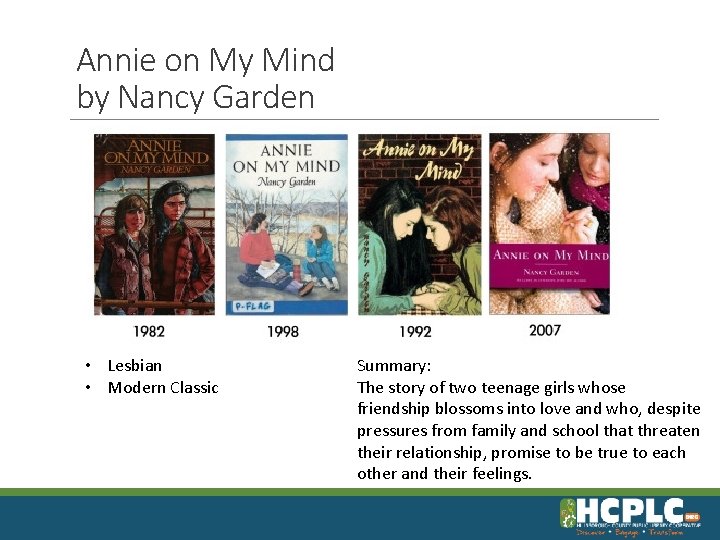 Annie on My Mind by Nancy Garden • Lesbian • Modern Classic Summary: The