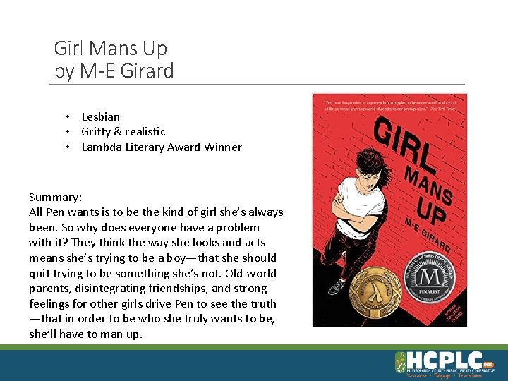 Girl Mans Up by M-E Girard • Lesbian • Gritty & realistic • Lambda