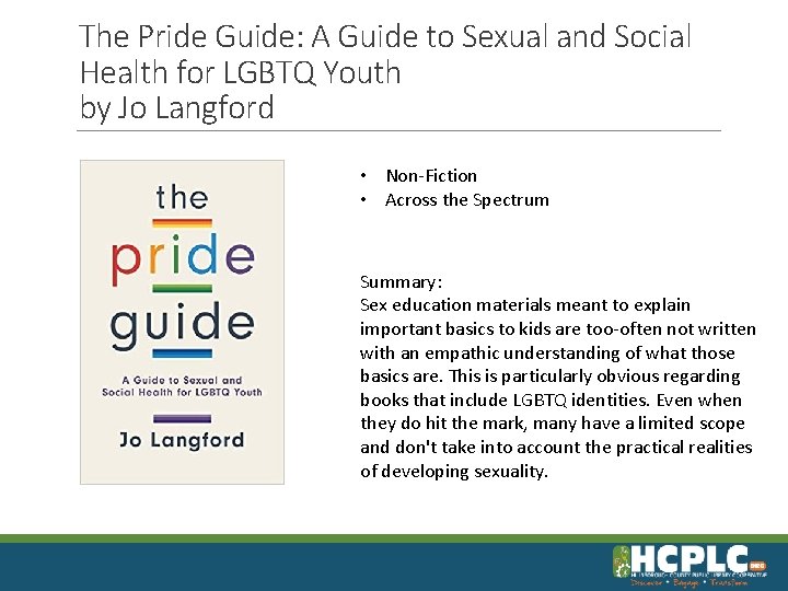 The Pride Guide: A Guide to Sexual and Social Health for LGBTQ Youth by