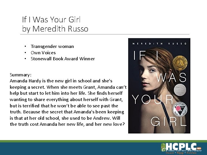 If I Was Your Girl by Meredith Russo • Transgender woman • Own Voices