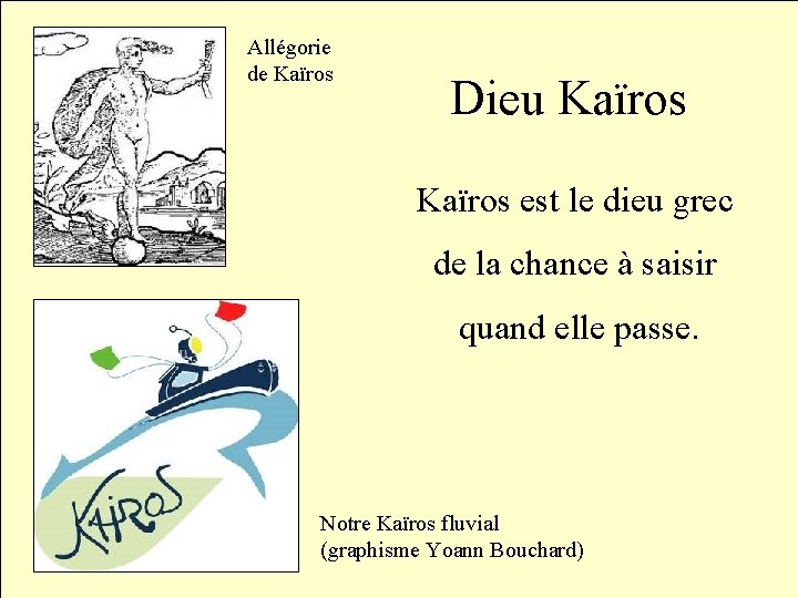 Allégorie de Kaïros Dieu Kaïros est le dieu grec de la chance à saisir