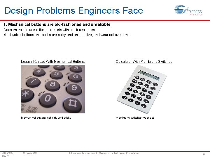 Design Problems Engineers Face 1. Mechanical buttons are old-fashioned and unreliable Consumers demand reliable