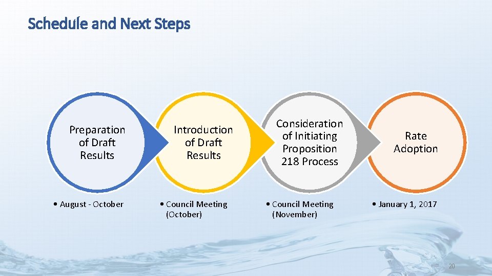 Schedule and Next Steps Preparation of Draft Results • August - October Introduction of