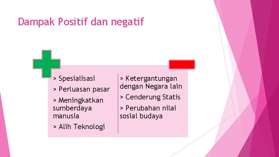 Dampak Positif dan negatif > Spesialisasi > Perluasan pasar > Meningkatkan sumberdaya manusia >