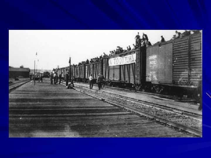 Strikers from unemployment relief camps en route to Eastern Canada during “On to Ottawa