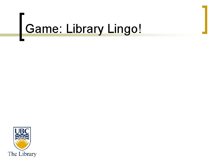 Game: Library Lingo! 