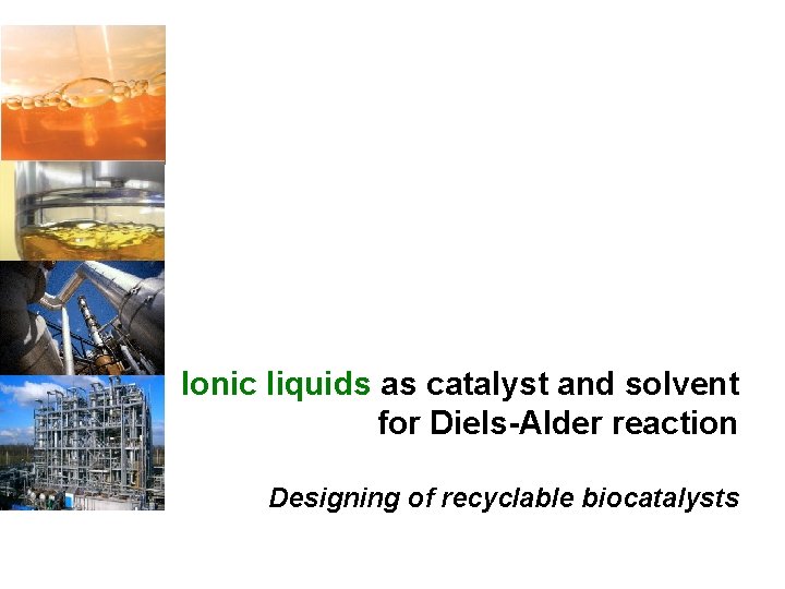 Ionic liquids as catalyst and solvent for Diels-Alder reaction Designing of recyclable biocatalysts 