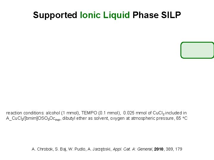 Supported Ionic Liquid Phase SILP reaction conditions: alcohol (1 mmol), TEMPO (0. 1 mmol),