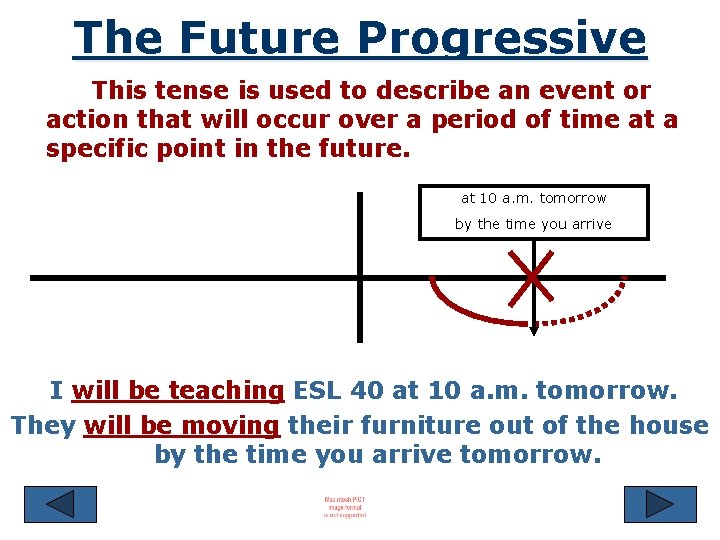 The Future Progressive This tense is used to describe an event or action that