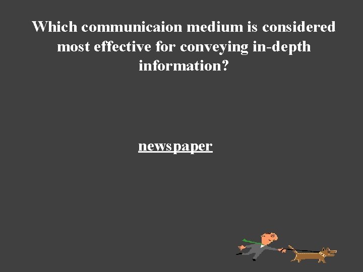 Which communicaion medium is considered most effective for conveying in-depth information? newspaper 