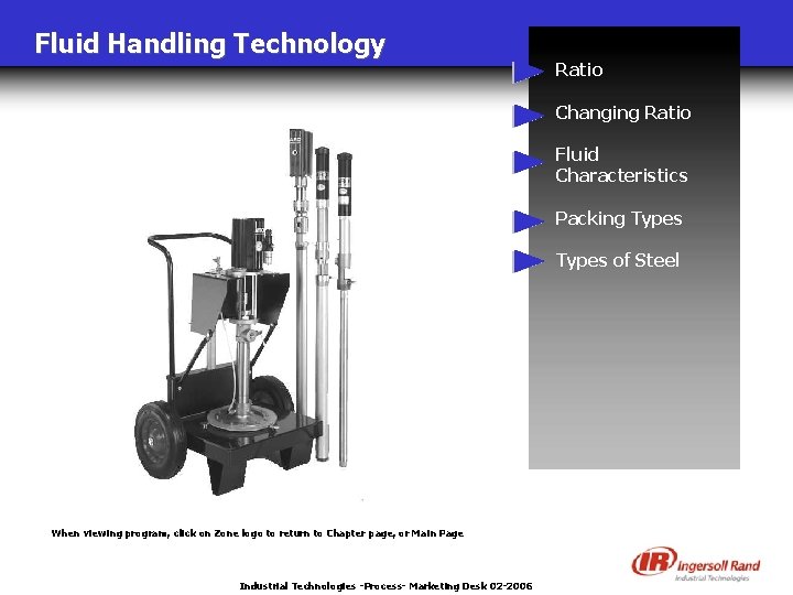 Fluid Handling Technology Ratio Changing Ratio Fluid Characteristics Packing Types of Steel When viewing