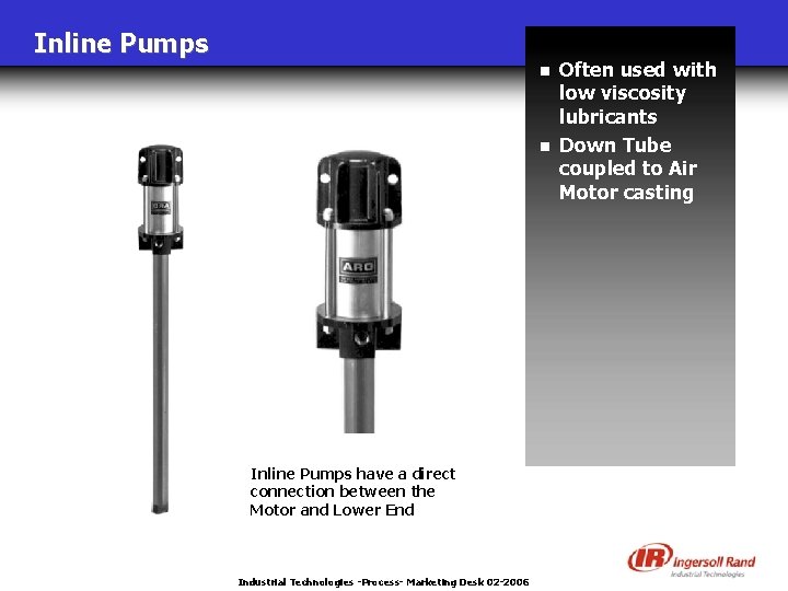 Inline Pumps n n Inline Pumps have a direct connection between the Motor and