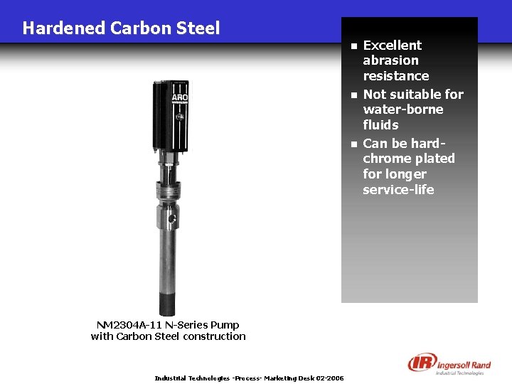 Hardened Carbon Steel n n n NM 2304 A-11 N-Series Pump with Carbon Steel