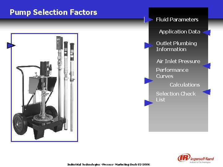 Pump Selection Factors Fluid Parameters Application Data Outlet Plumbing Information Air Inlet Pressure Performance