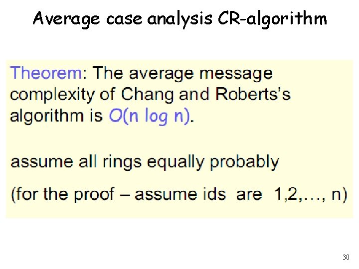 Average case analysis CR-algorithm 30 