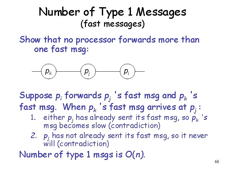 Number of Type 1 Messages (fast messages) Show that no processor forwards more than