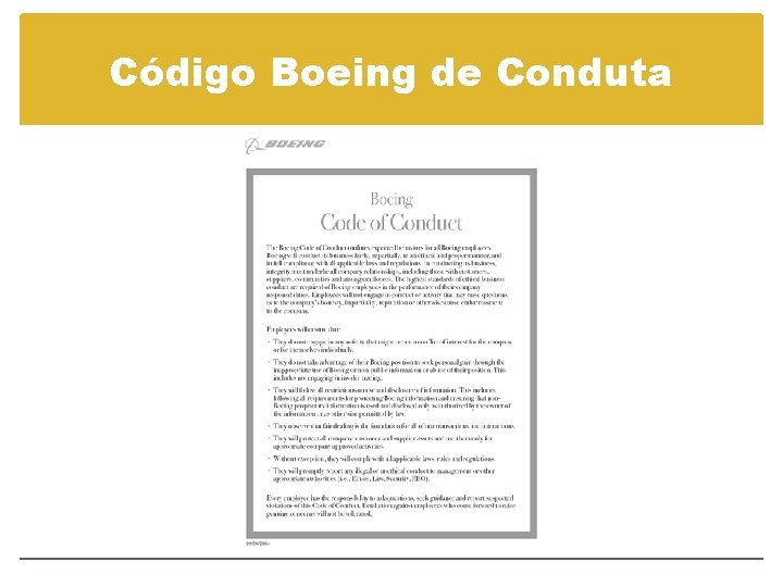 Código Boeing de Conduta 18 