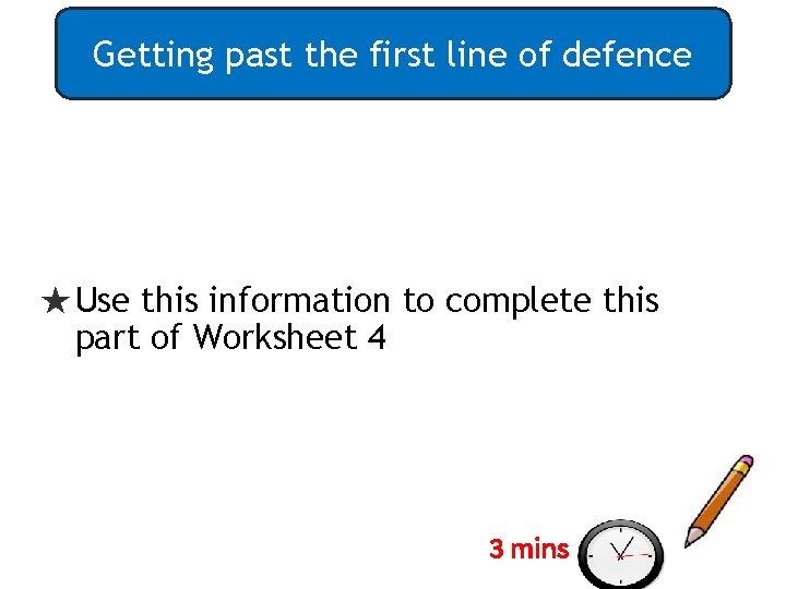 Getting past the first line of defence ★ Use this information to complete this